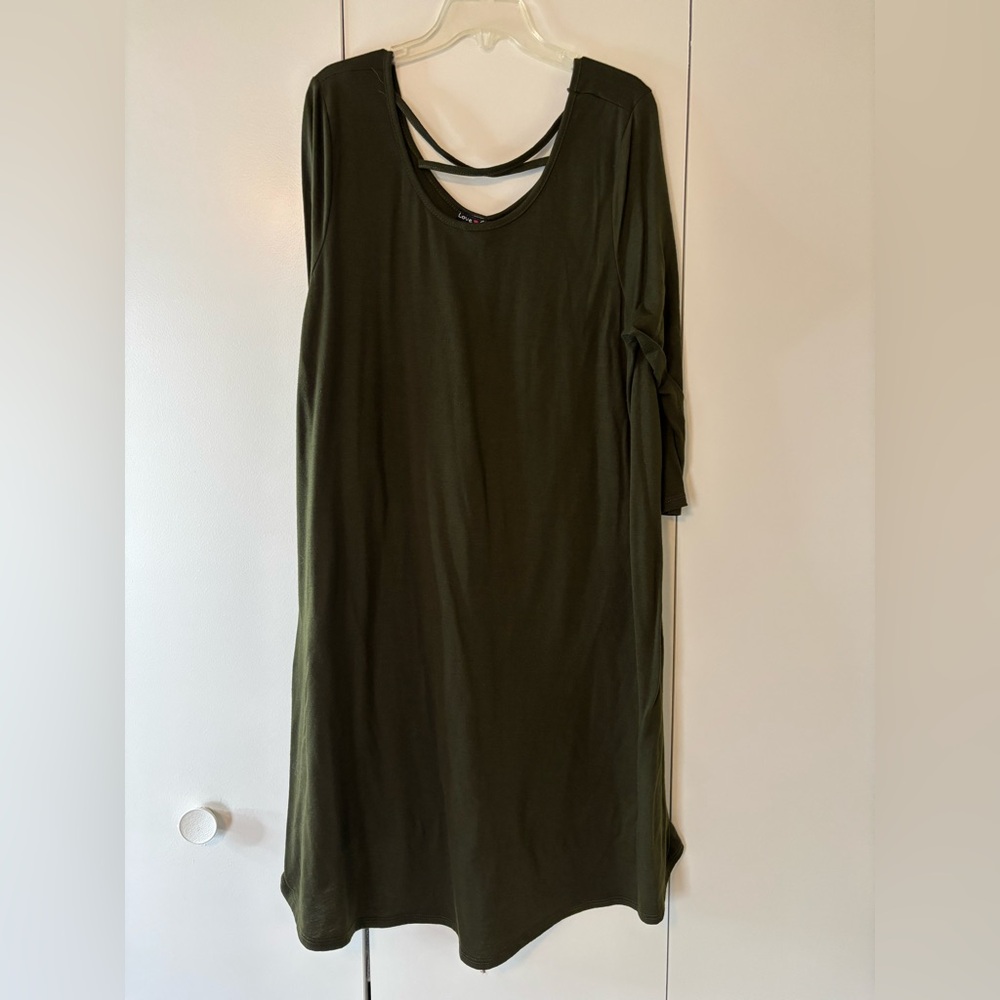 Elegant Long Sleeve Olive Dress